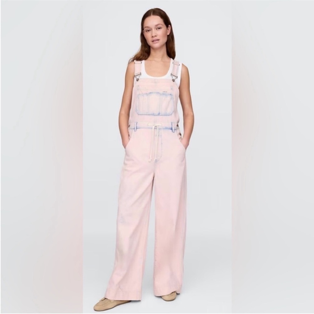 NWOT! GAP Pink UltraSoft Denim Baggy Overalls - Size XS PETITE🩷 771269